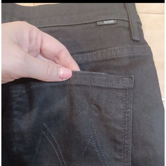 MOTHER Anthropologie The Insider Crop Jeans 26 in Not Guilty Black Hemmed Flare - Picture 9 of 15